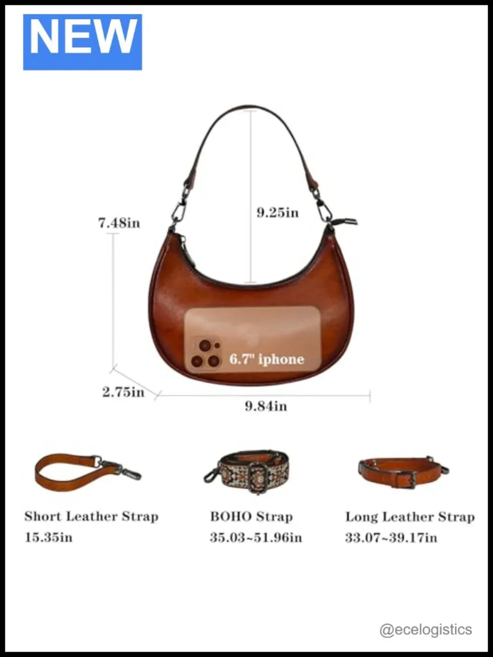 Genuine Leather Hobo Crossbody Bag Women Crescent Purse Shoulder